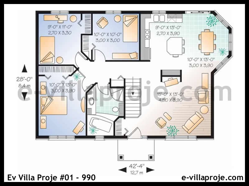 Modell 01-990 — 102 m², 1 Geschoss thumbnail 2