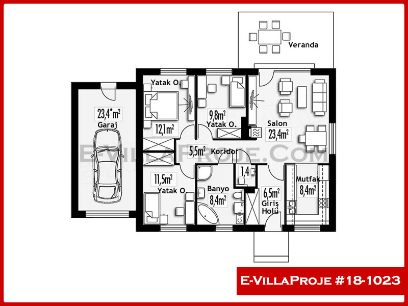 Model 18-1023 — 106 m², 1 storey thumbnail 2
