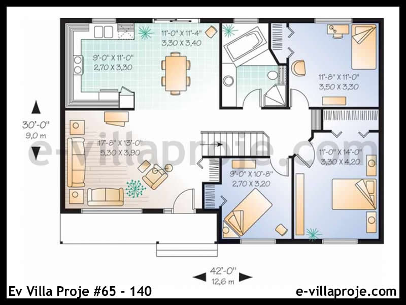 Model 65-140 — 107 m², 1 storey thumbnail 2
