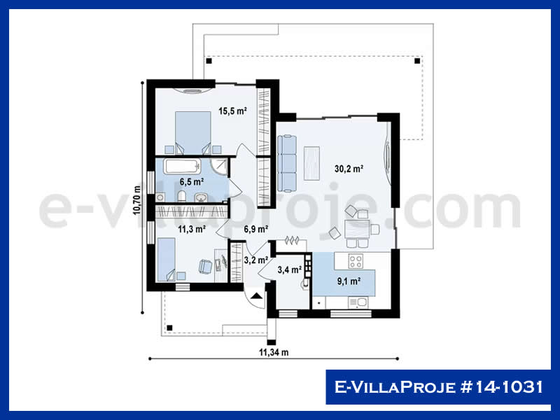 Model 14-1031 — 107 m², 1 storey thumbnail 2
