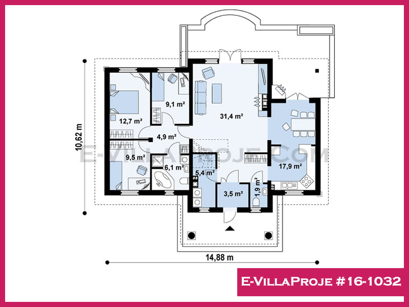 Model 16-1032 — 134 m², 1 storey thumbnail 2