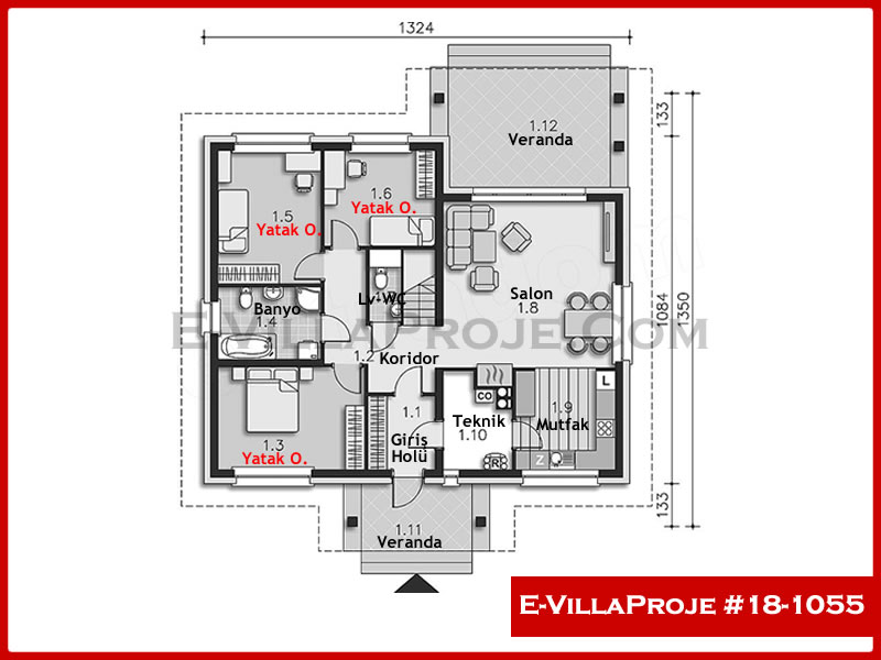 Model 18-1055 — 135 m², 1 storey thumbnail 2